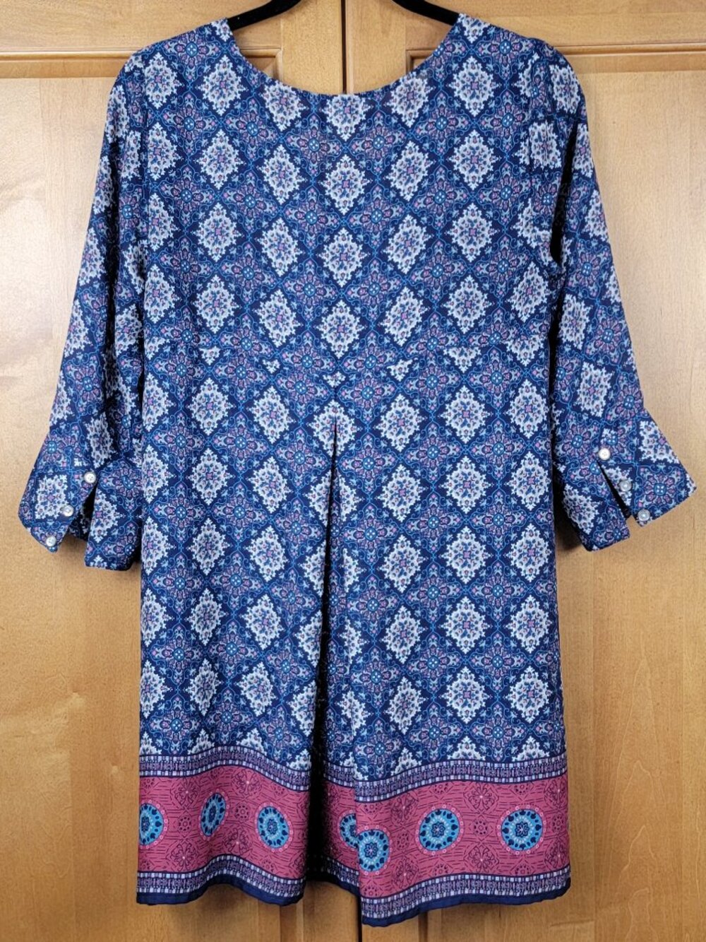 Simply Noelle Navy Burgundy Lightweight Flowy Boho Tunic Top - XS - Picture 4 of 11